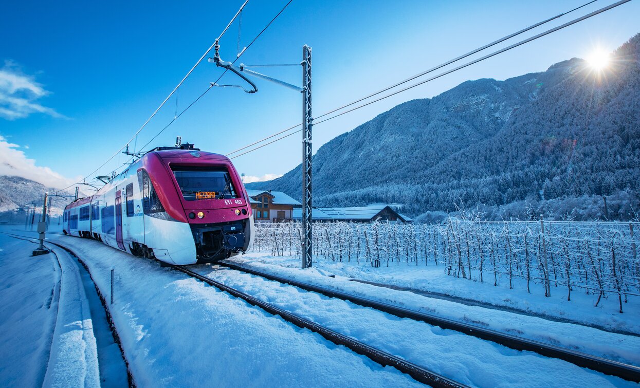 Servizio Ski Train, treno+ sci Dolomiti Express | © Archivio APT Val di Sole - Ph Tommaso Prugnola